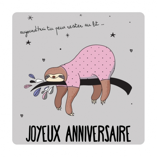 Paresseux anniversaire carte