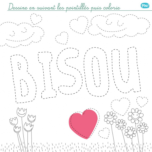Bisous à colorier