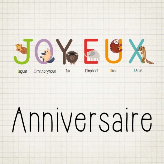 Anniversaire alphabet carte
