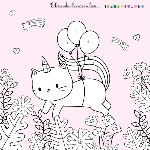 Chat à colorier carte