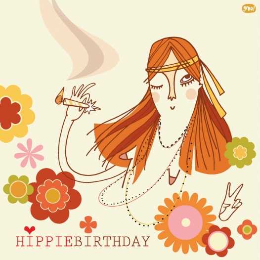 Hippie birthday carte